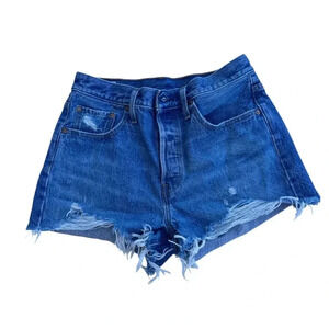 Levi's 501 Premium Women's Distressed Denim Cutoff Jean Shorts 28‎ Hi Waist